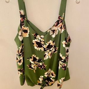 1. STATE Womens Floral Sleeveless V Neck Tie Tank